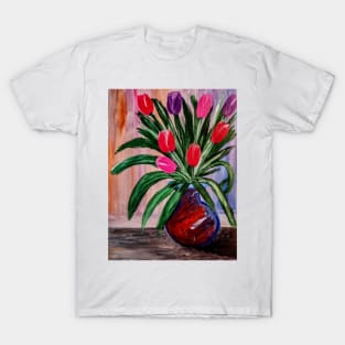 Tulips in a copper vase T-Shirt